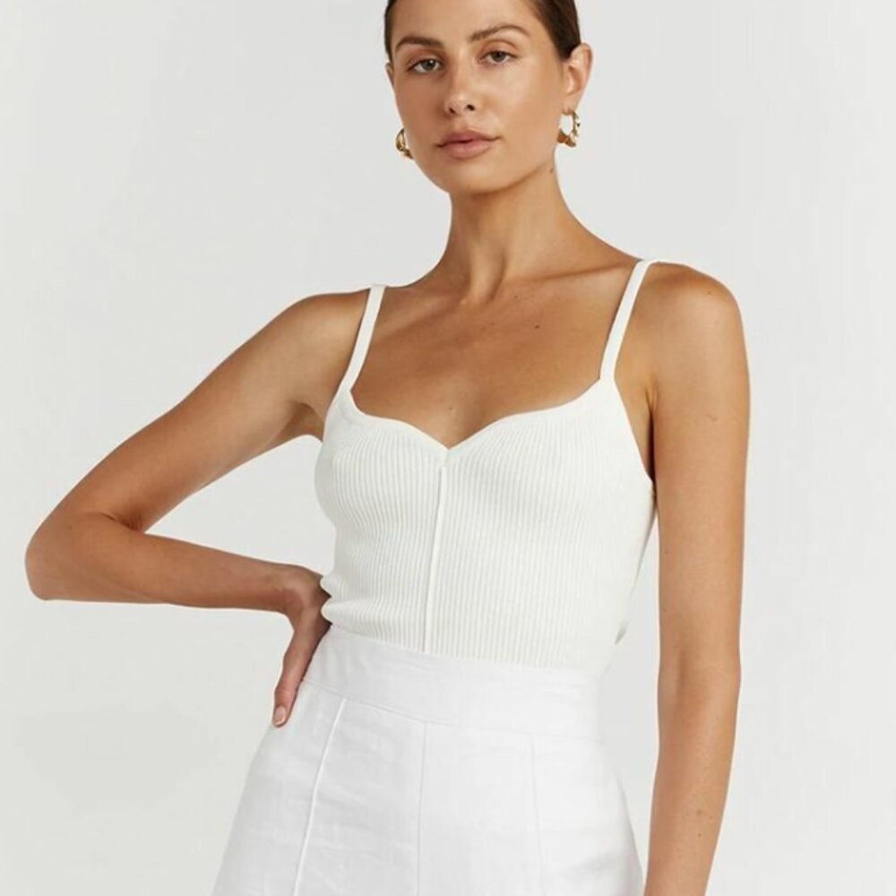 Dissh Element Sweetheart Knit Top - Off White S